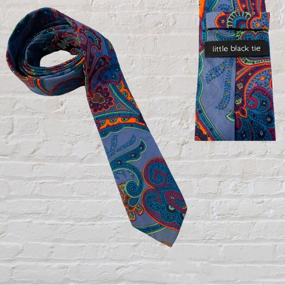 Little Black Tie - Colourful Abstract Paisley Patterned Tie